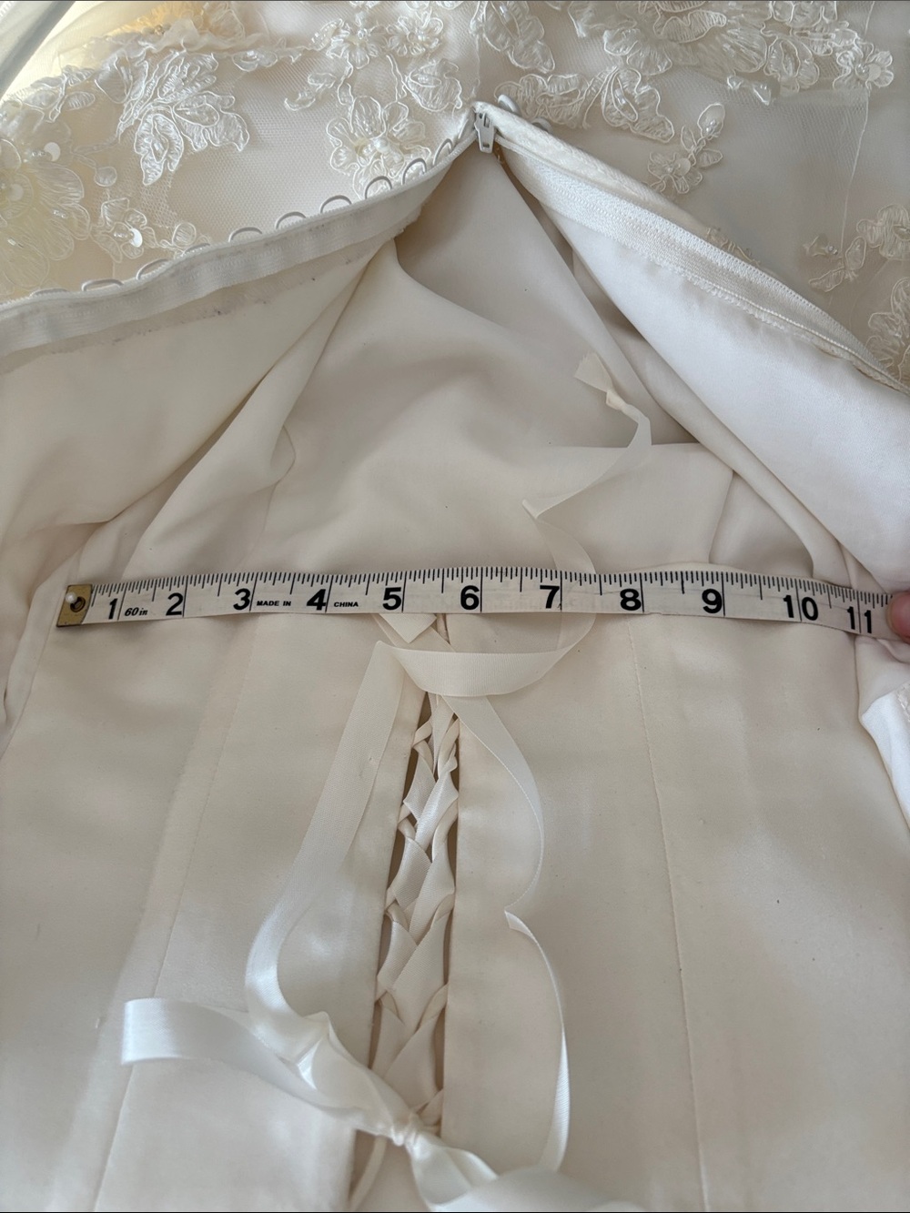Strapless Lace Appliqué Wedding Dress in Ivory - Picture 9 of 9
